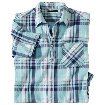 Light Turquoise - Front - Atlas For Men Mens Checked Waffle Shirt
