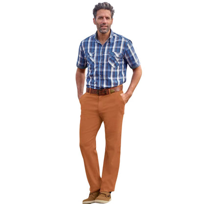 Terracotta - Side - Atlas For Men Mens Chino Stretch Trousers