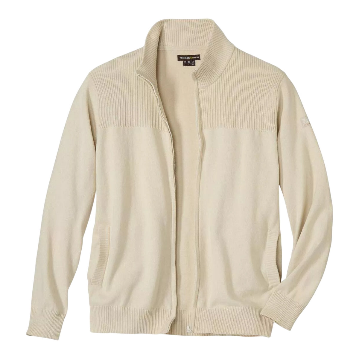 Beige - Front - Atlas For Men Mens Mottled Knitted Jacket