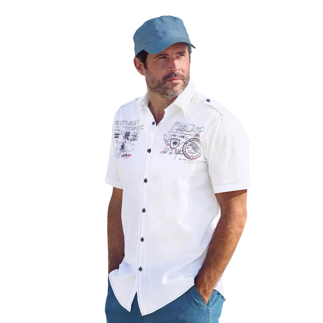 White - Back - Atlas For Men Mens Tropical Pilot Shirt