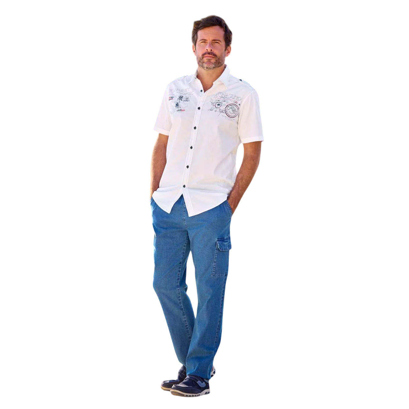 White - Side - Atlas For Men Mens Tropical Pilot Shirt