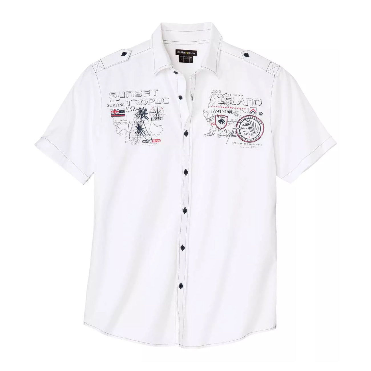 White - Front - Atlas For Men Mens Tropical Pilot Shirt