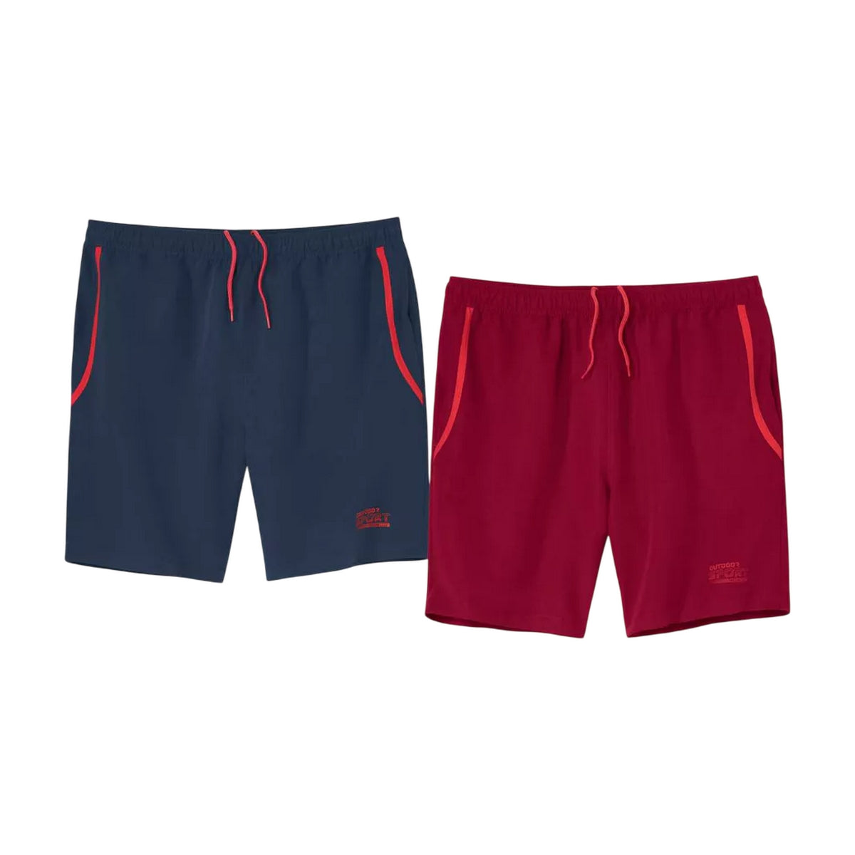 Burgundy-Navy Blue - Front - Atlas For Men Mens Microfibre Lightweight Sport Shorts (Pack of 2)