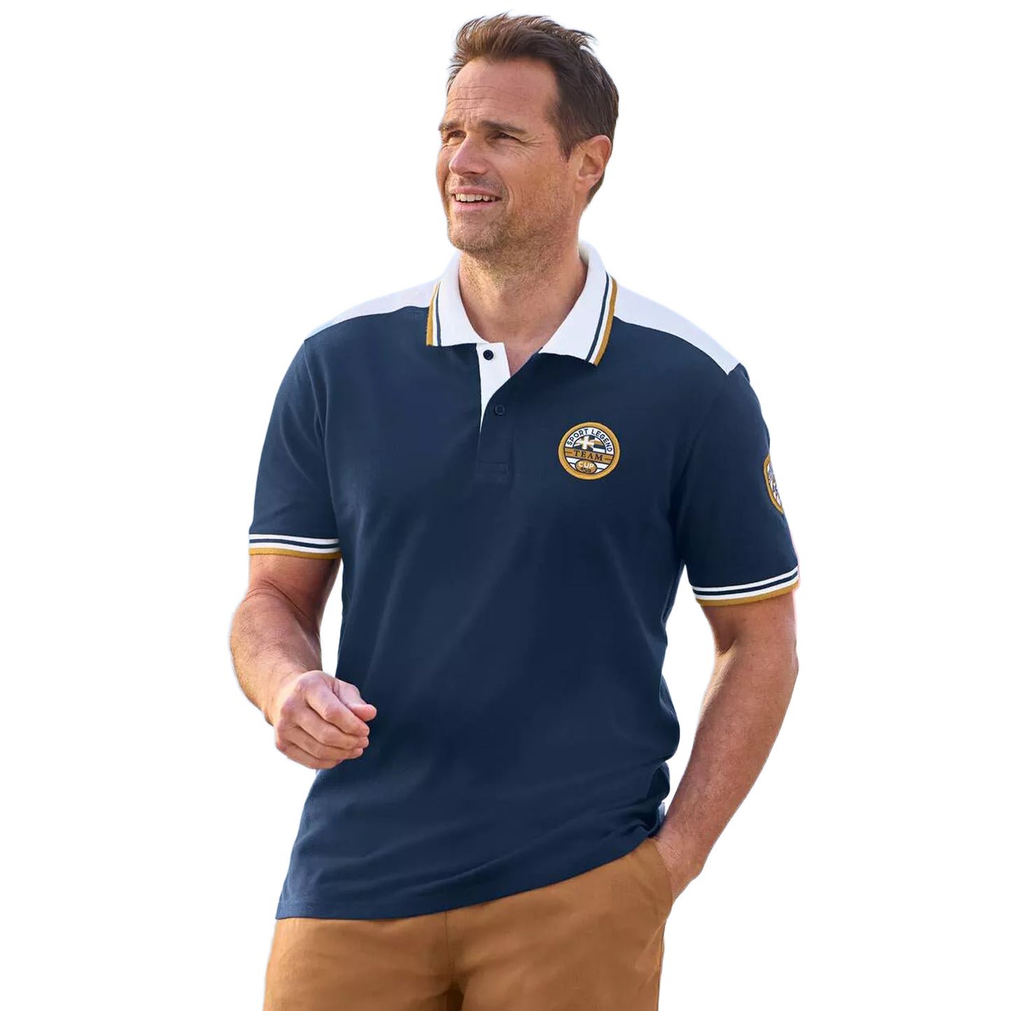 Navy - Back - Atlas For Men Mens Sporty Pique Polo Shirt