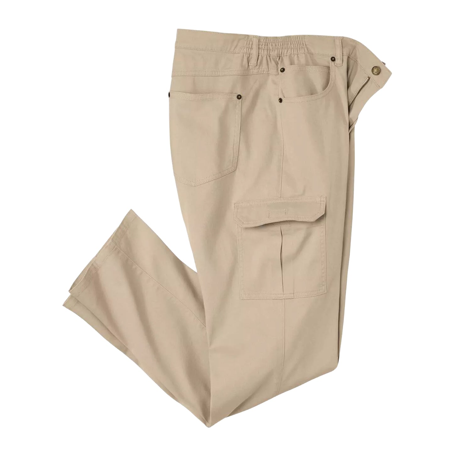 Beige - Front - Atlas For Men Mens Part Elasticated Cargo Trousers