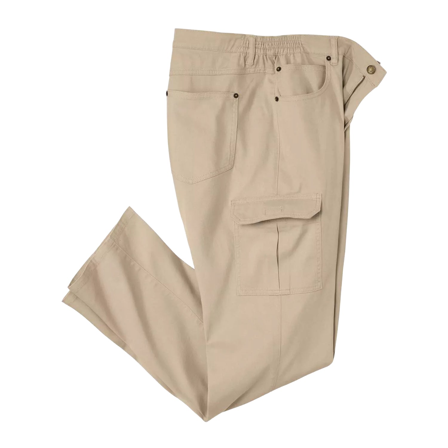 Beige - Front - Atlas For Men Mens Part Elasticated Cargo Trousers