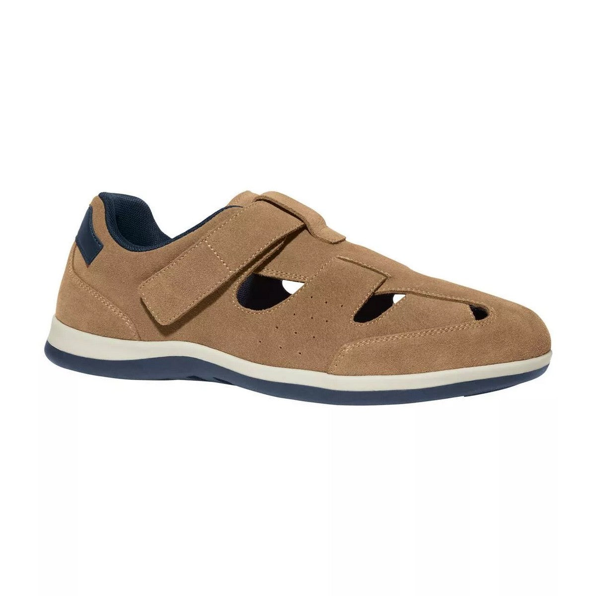 Beige - Front - Atlas For Men Mens Split Leather Hook and Loop Sandals