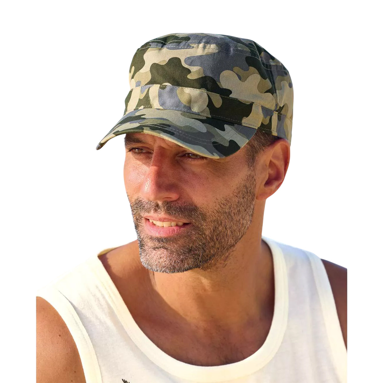 Khaki Green-Beige - Back - Atlas For Men Mens Camouflage Flat Cap