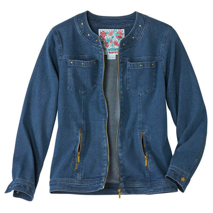 Blue - Front - Atlas for Women Womens-Ladies Stretch Denim Jacket