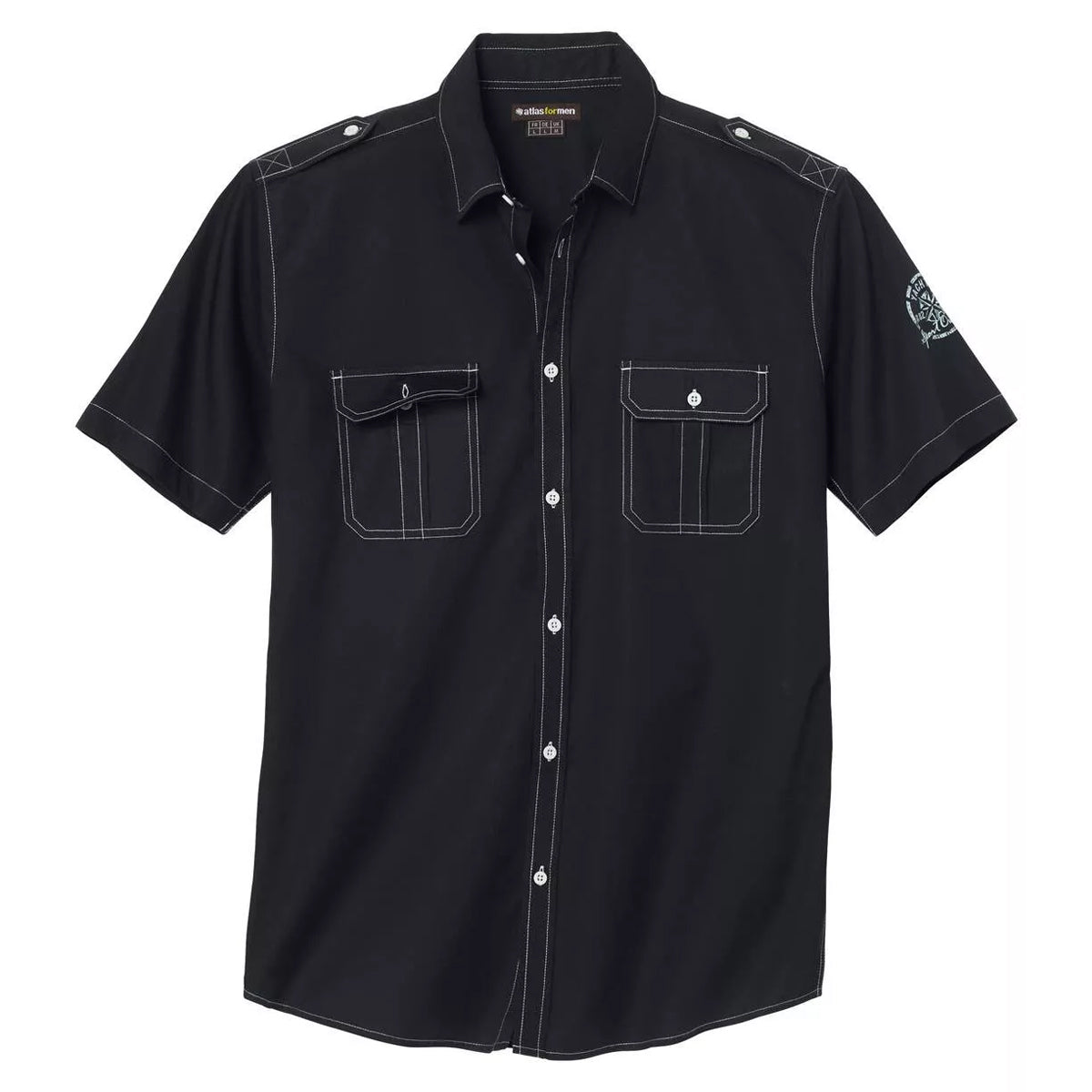 Black - Front - Atlas For Men Mens Cotton Poplin Pilot Shirt
