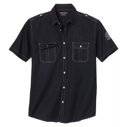 Black - Front - Atlas For Men Mens Cotton Poplin Pilot Shirt