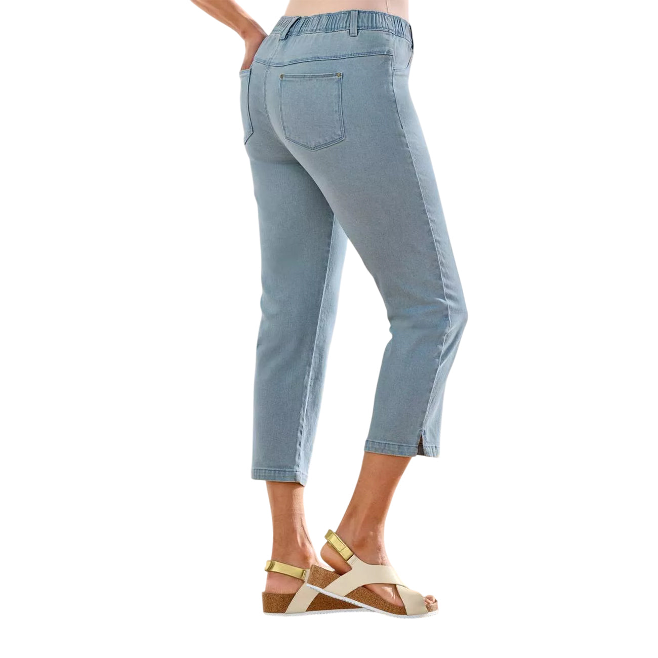 Blue - Back - Atlas for Women Womens-Ladies Cropped Summer Jeggings