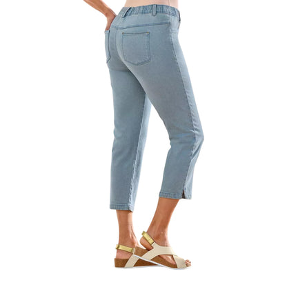 Blue - Back - Atlas for Women Womens-Ladies Cropped Summer Jeggings