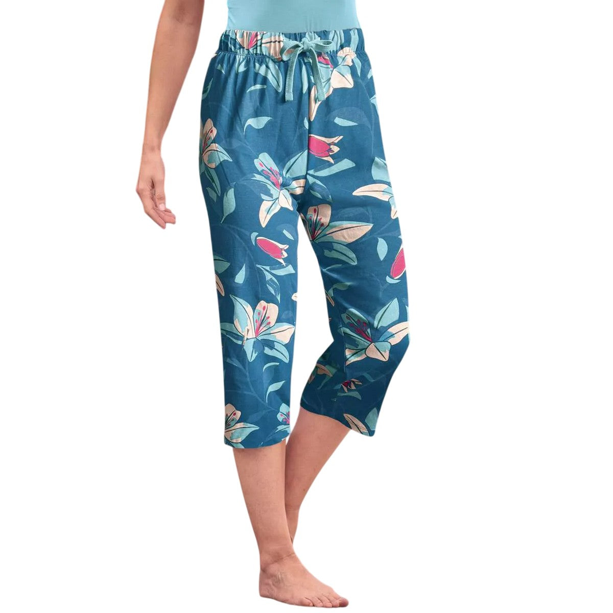Blue - Back - Atlas for Women Womens-Ladies Lily Cotton Pyjama Set