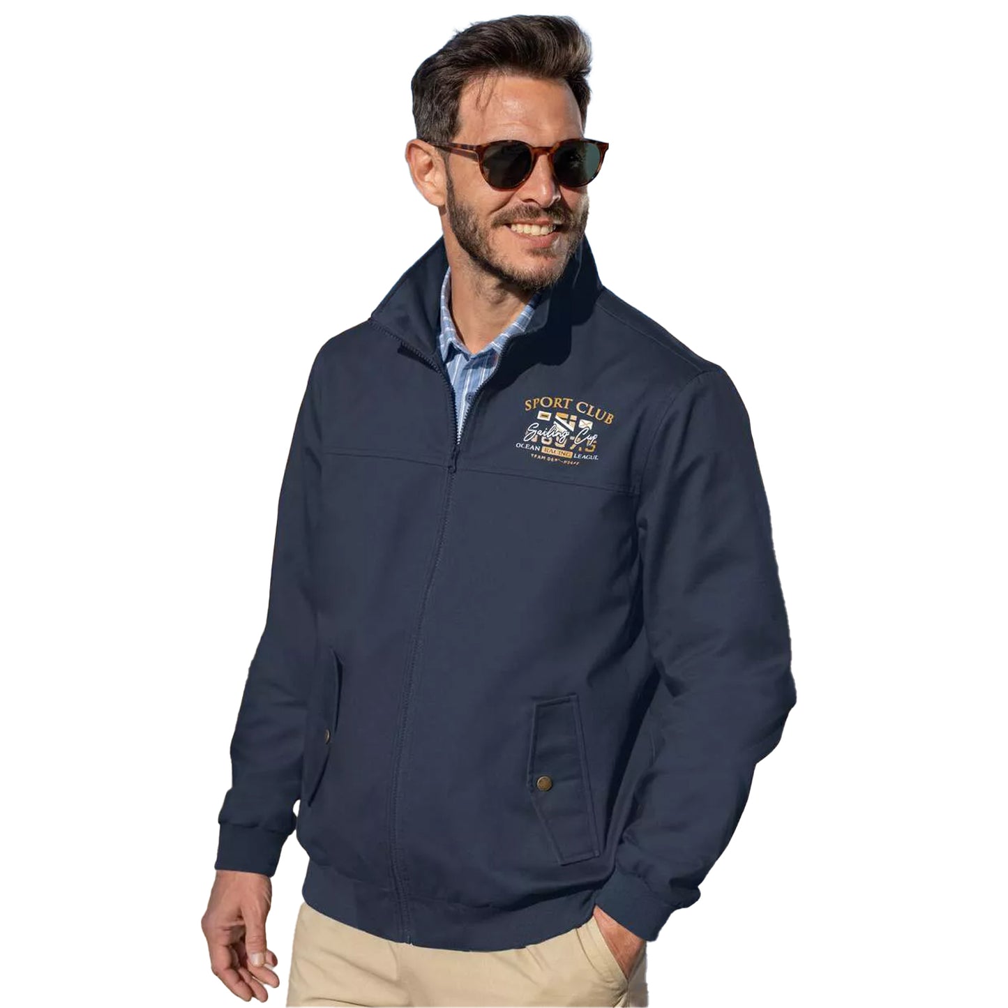 Navy - Back - Atlas For Men Mens Sport Club Twill Jacket
