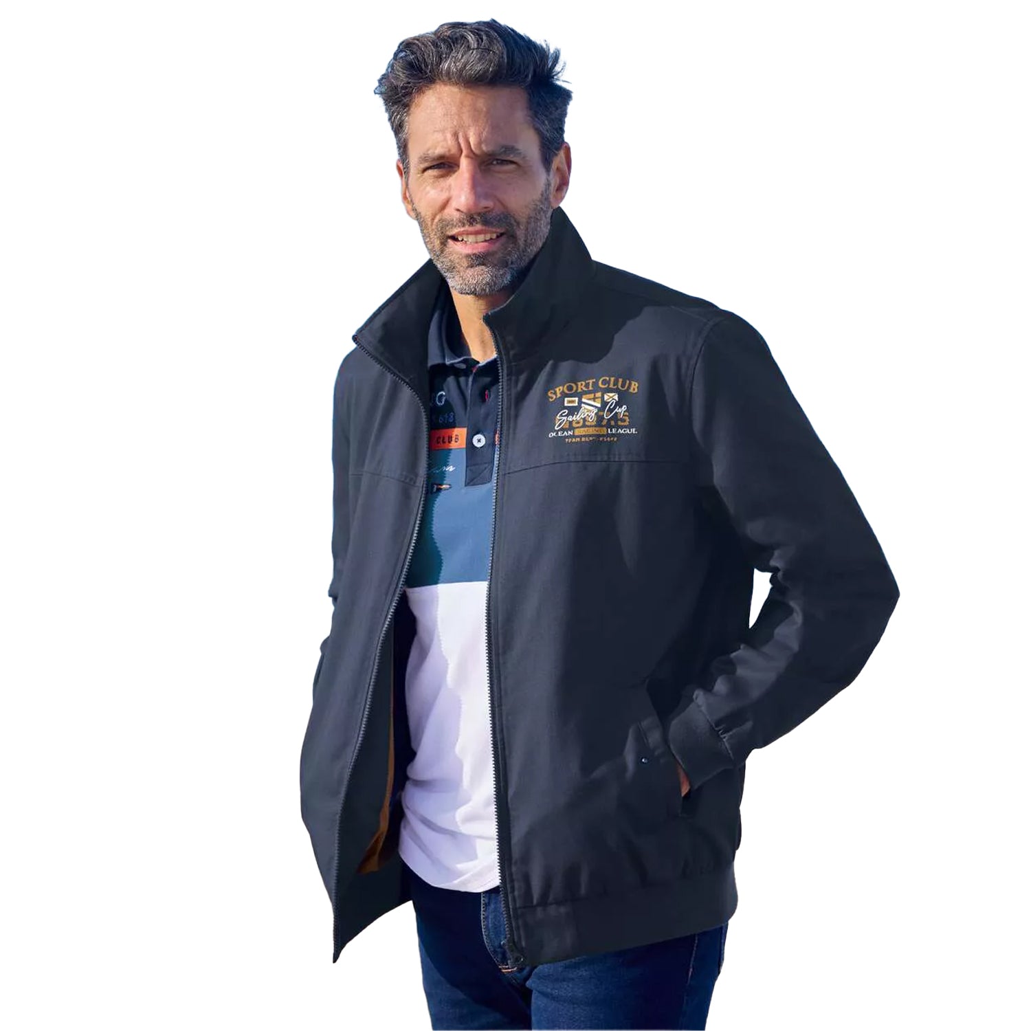Navy - Side - Atlas For Men Mens Sport Club Twill Jacket