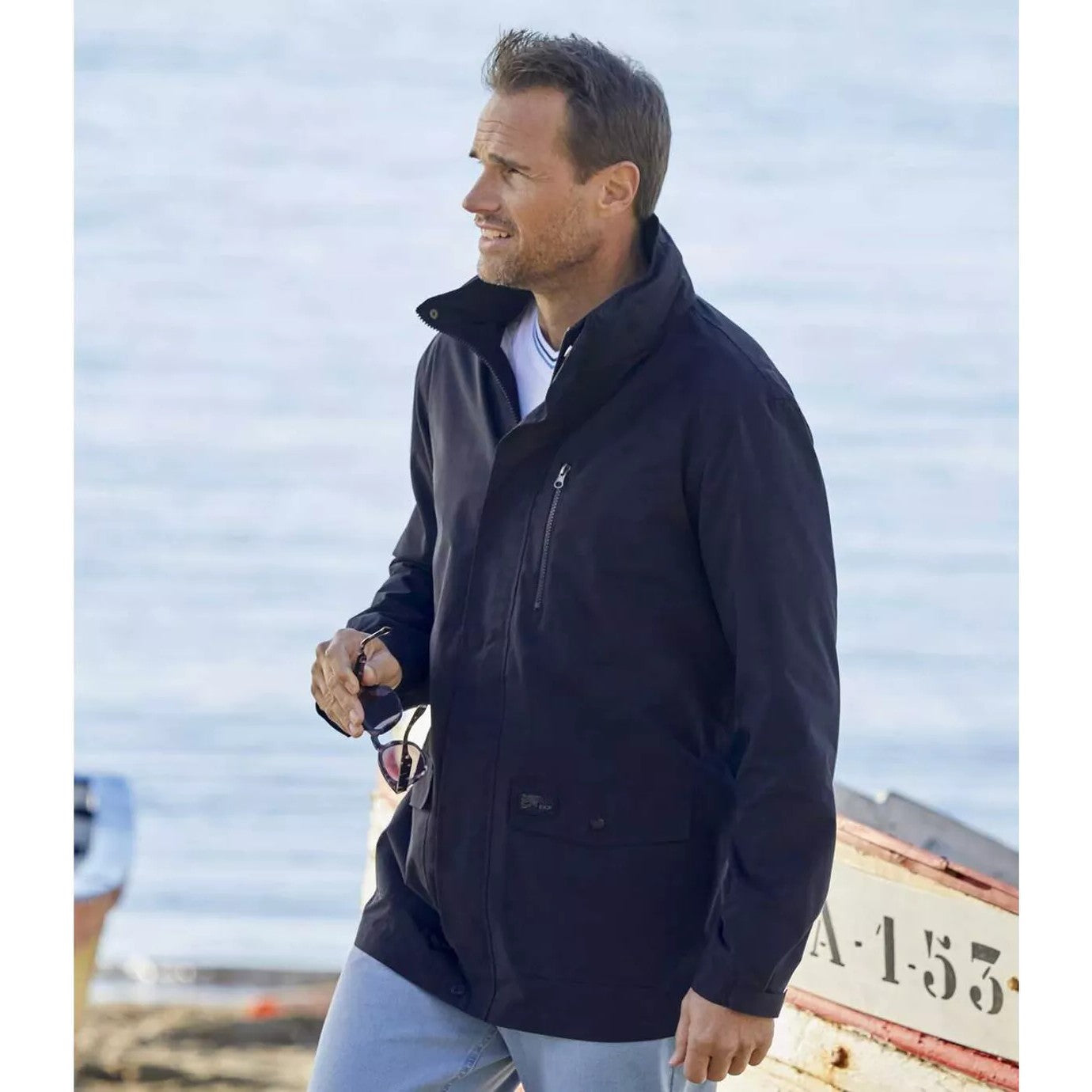 Navy - Back - Atlas For Men Mens Microfibre Water Repellent Windbreaker