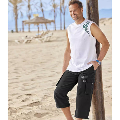 Black - Side - Atlas For Men Mens Cropped Cargo Trousers