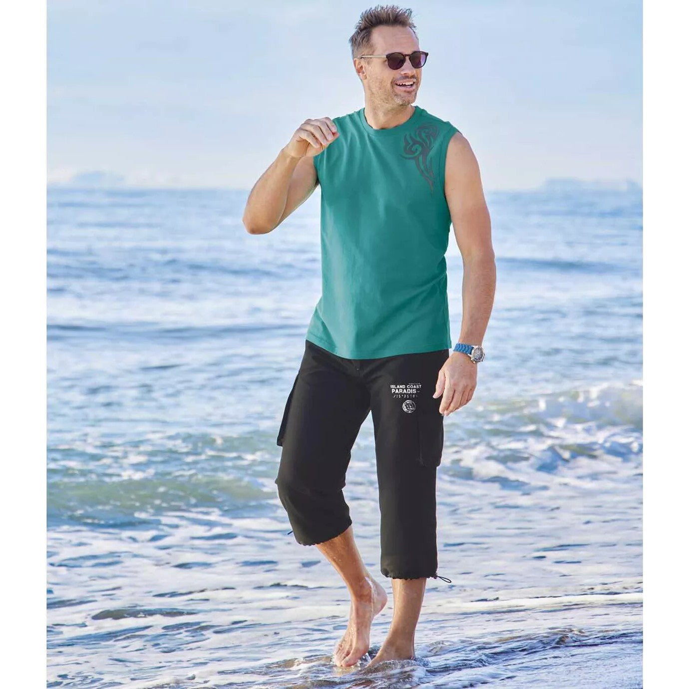Black - Lifestyle - Atlas For Men Mens Cropped Cargo Trousers