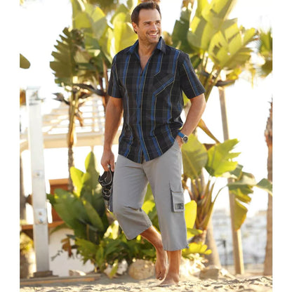 Light Grey - Back - Atlas For Men Mens Microfibre Cropped Trousers