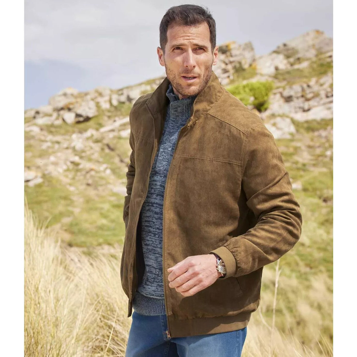 Ochre - Back - Atlas For Men Mens Faux Suede Water Repellent Jacket