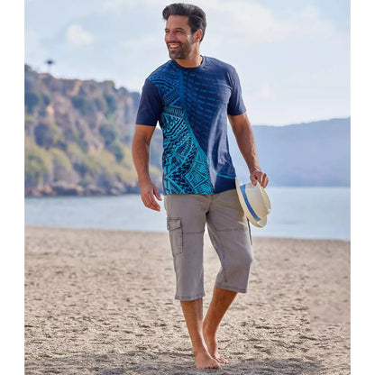 Grey - Lifestyle - Atlas For Men Mens Denim Cropped Cargo Trousers