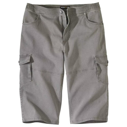 Grey - Front - Atlas For Men Mens Denim Cropped Cargo Trousers