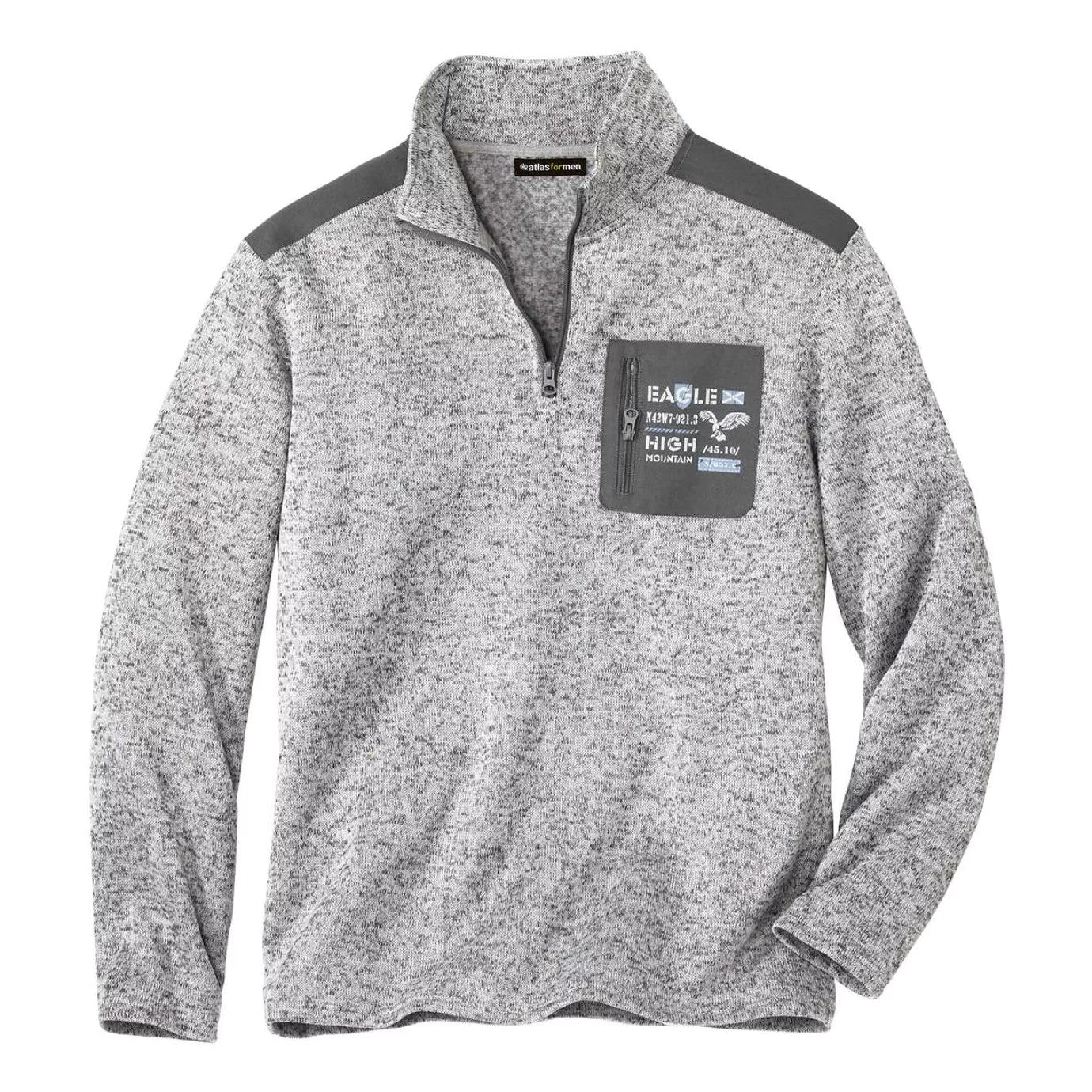 Grey - Front - Atlas For Men Mens Mottled Brushed Fleece Jumper