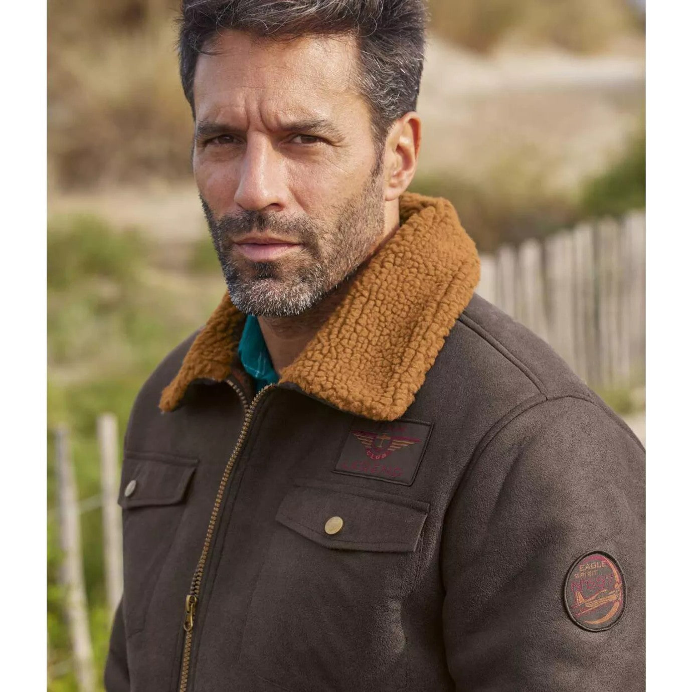 Brown - Back - Atlas For Men Mens Faux Suede Water Repellent Jacket