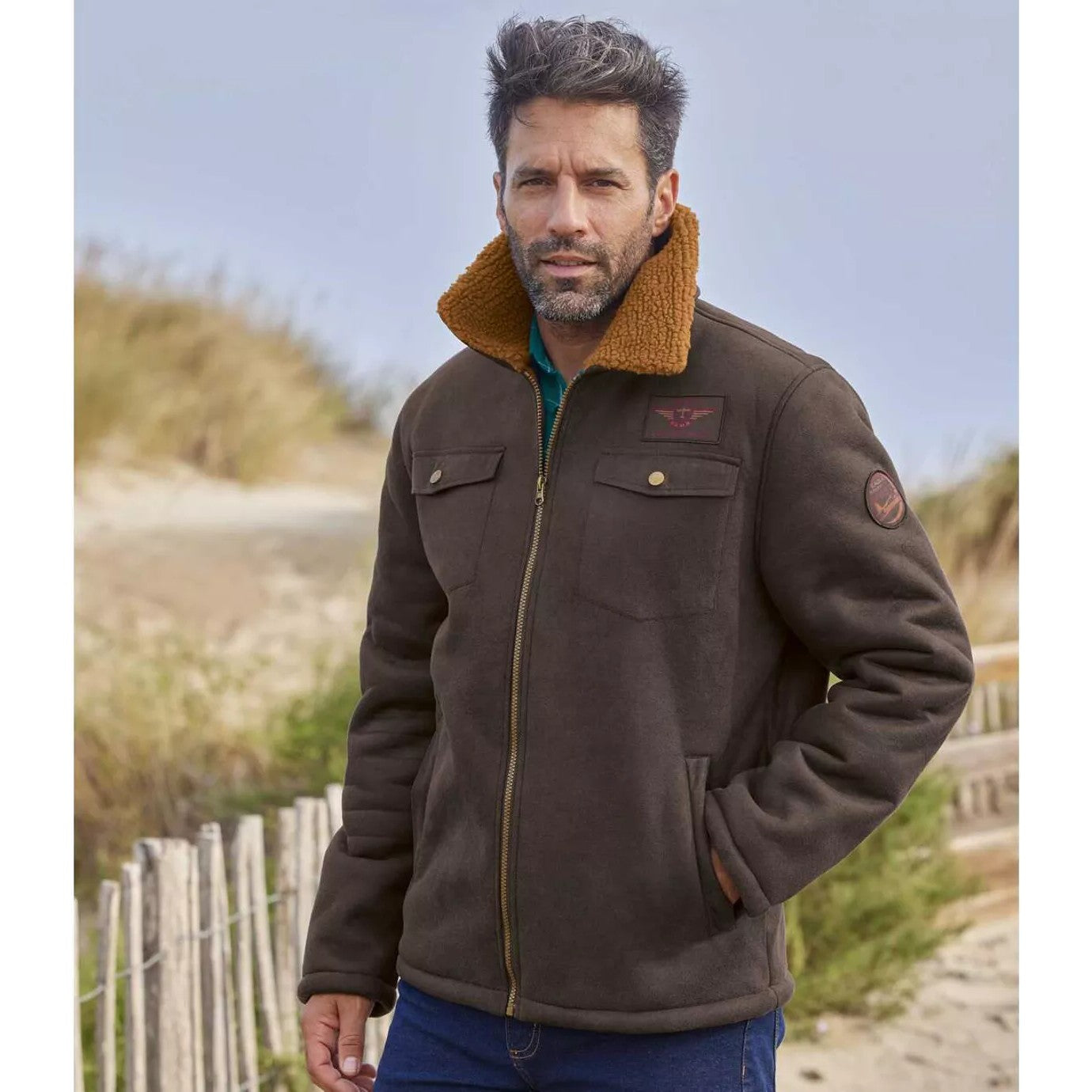 Brown - Lifestyle - Atlas For Men Mens Faux Suede Water Repellent Jacket