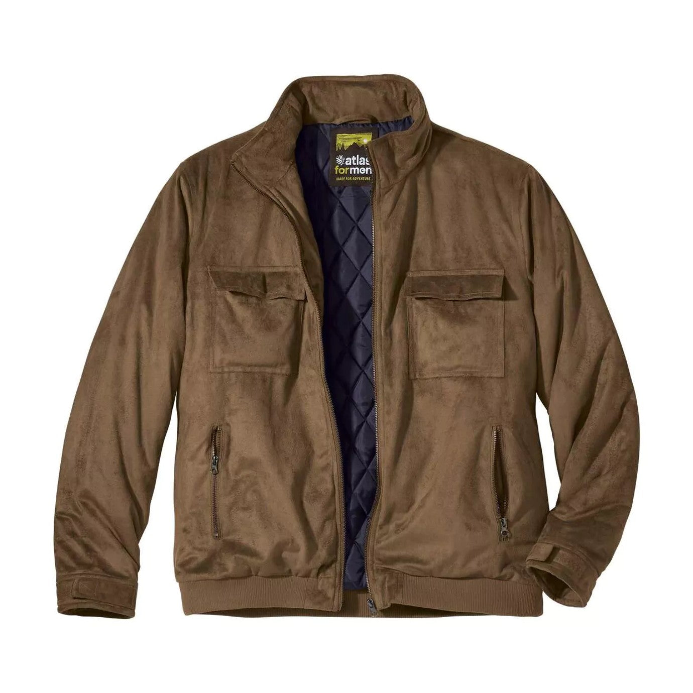 Light Brown - Front - Atlas For Men Mens Faux Suede Water Repellent Jacket