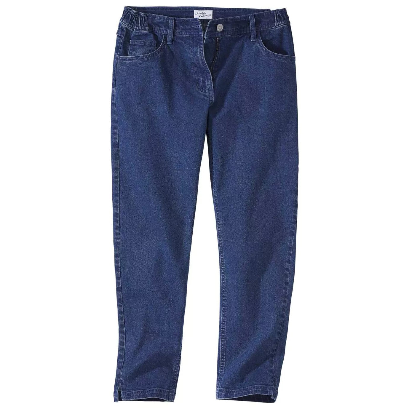 Blue - Front - Atlas for Women Womens-Ladies Denim Stretch Cropped Trousers