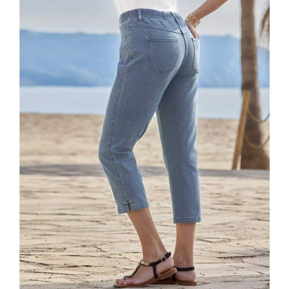 Blue - Back - Atlas for Women Womens-Ladies Denim Cropped Jeggings