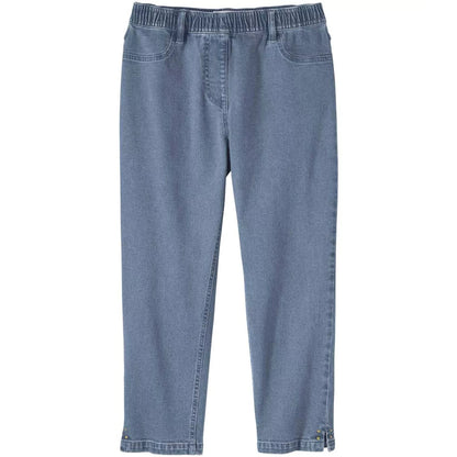 Blue - Front - Atlas for Women Womens-Ladies Denim Cropped Jeggings