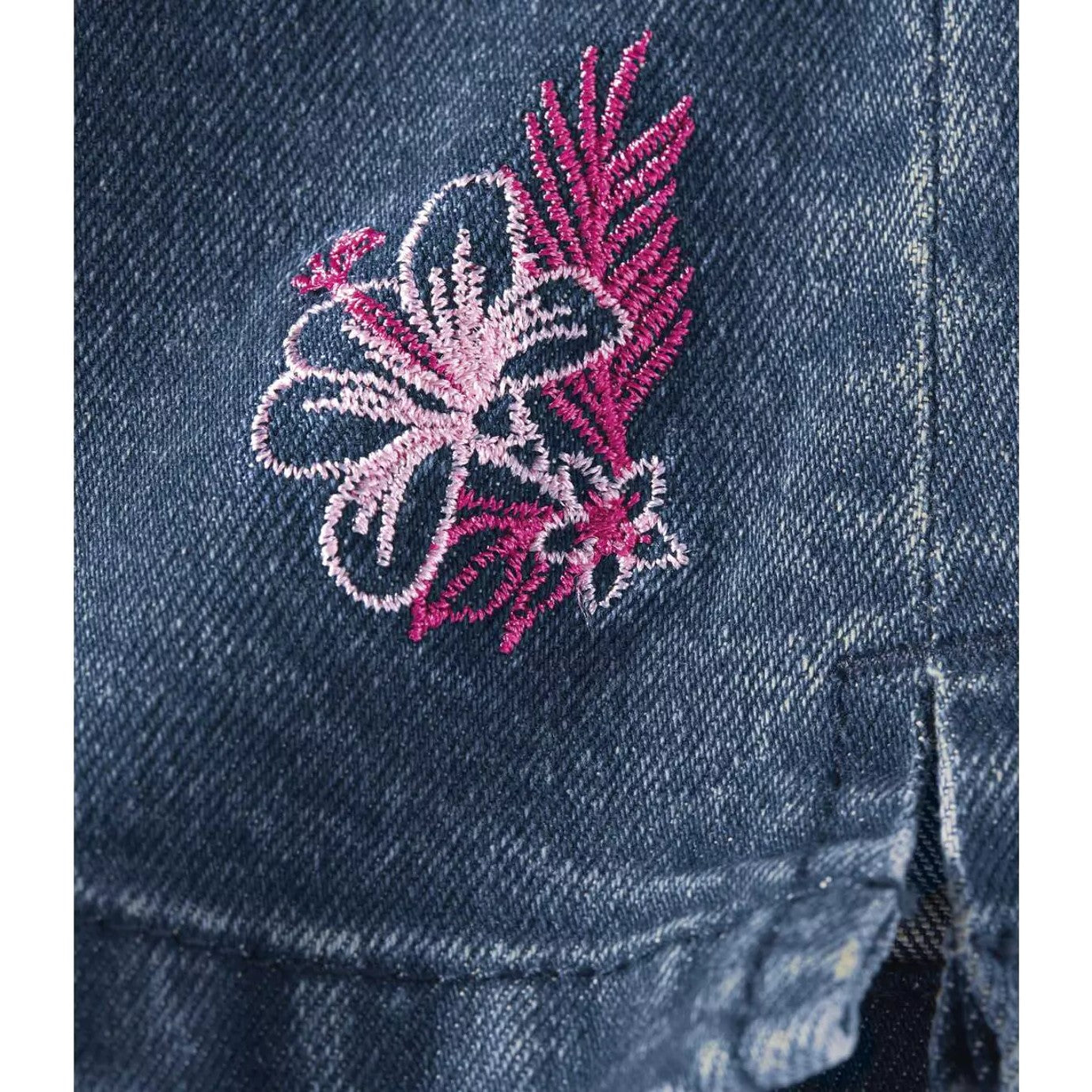 Blue - Back - Atlas for Women Womens-Ladies Embroidered Cropped Jeggings