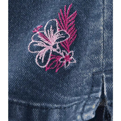 Blue - Back - Atlas for Women Womens-Ladies Embroidered Cropped Jeggings