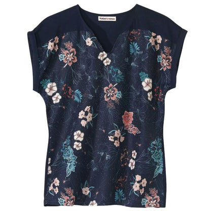 Navy - Front - Atlas for Women Womens-Ladies Floral T-Shirt