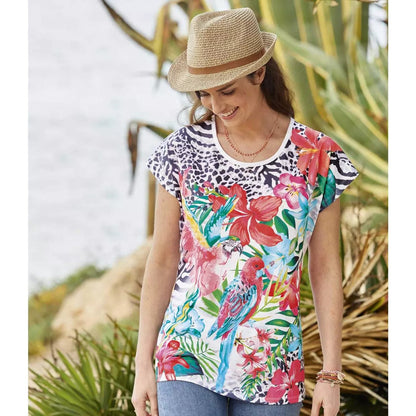 Ecru - Back - Atlas for Women Womens-Ladies Floral T-Shirt
