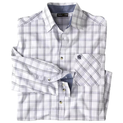 White-Navy - Front - Atlas For Men Mens Checked Poplin Shirt