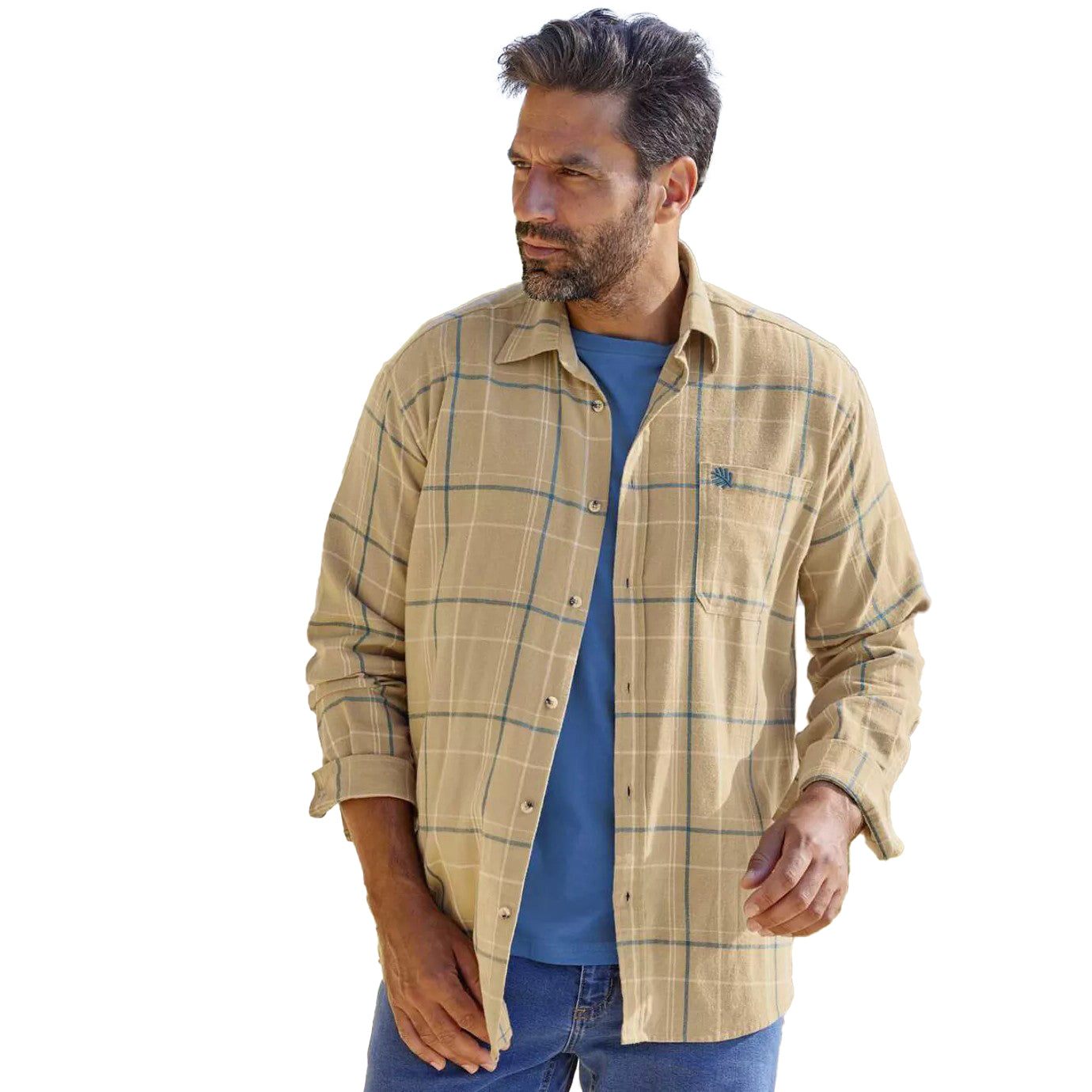 Beige-Green - Side - Atlas For Men Mens Flannel Shirt (Pack of 2)