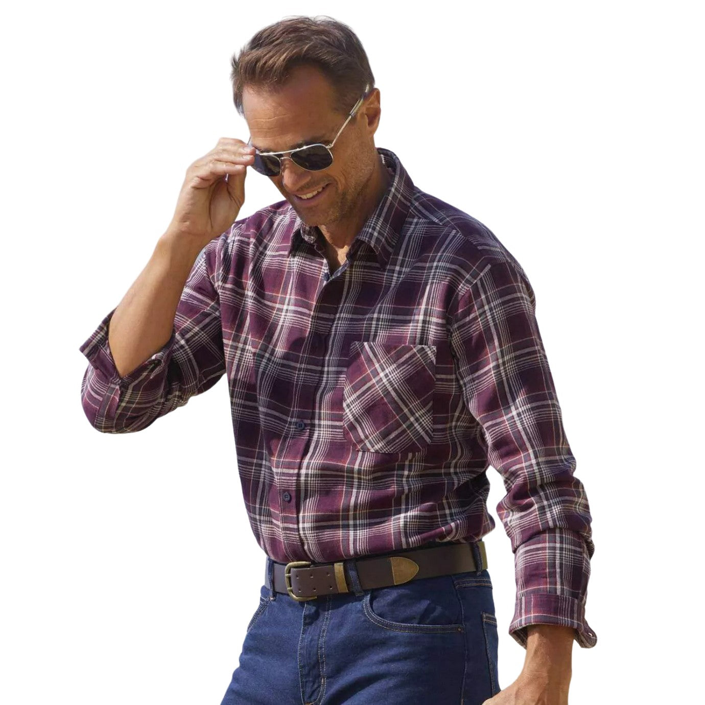 Plum - Back - Atlas For Men Mens Checked Flannel Shirt