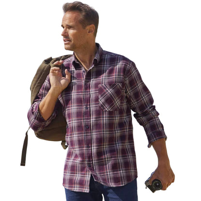 Plum - Side - Atlas For Men Mens Checked Flannel Shirt