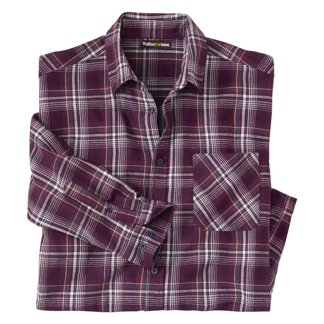 Plum - Front - Atlas For Men Mens Checked Flannel Shirt