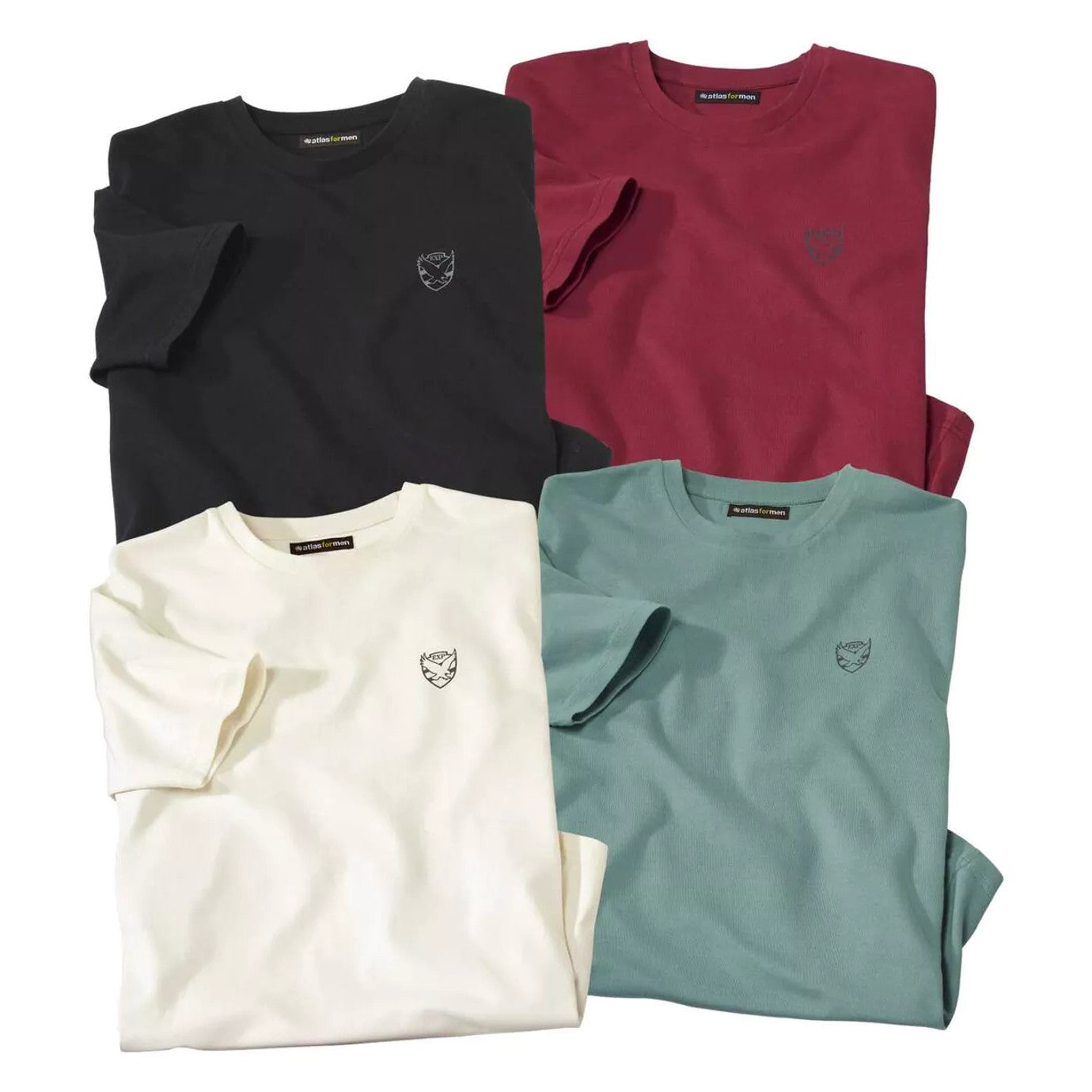 Burgundy-White-Black-Green - Front - Atlas For Men Mens Eagle T-Shirt (Pack of 4)