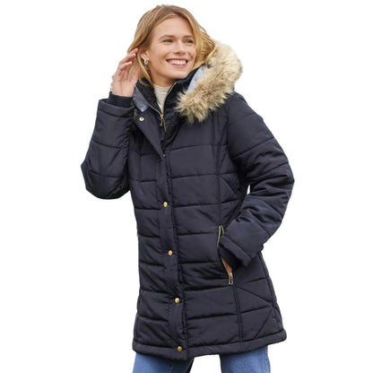Navy - Close up - Atlas for Women Womens-Ladies Water Repellent Padded Jacket