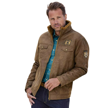 Brown - Pack Shot - Atlas For Men Mens Faux Suede Jacket