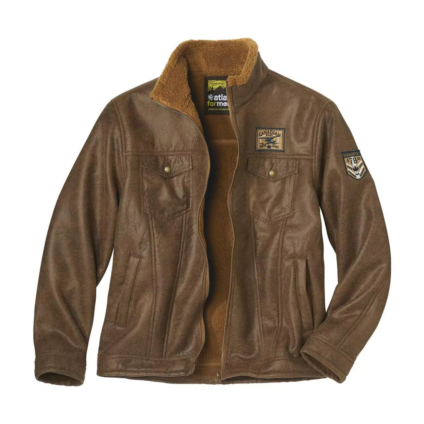 Brown - Front - Atlas For Men Mens Faux Suede Jacket