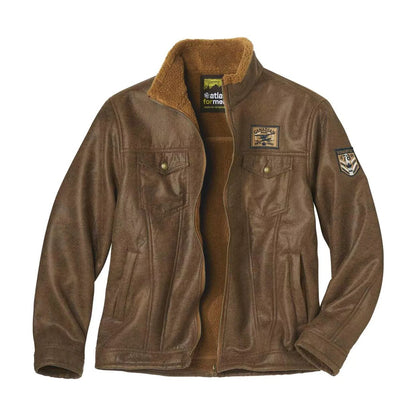 Brown - Front - Atlas For Men Mens Faux Suede Jacket