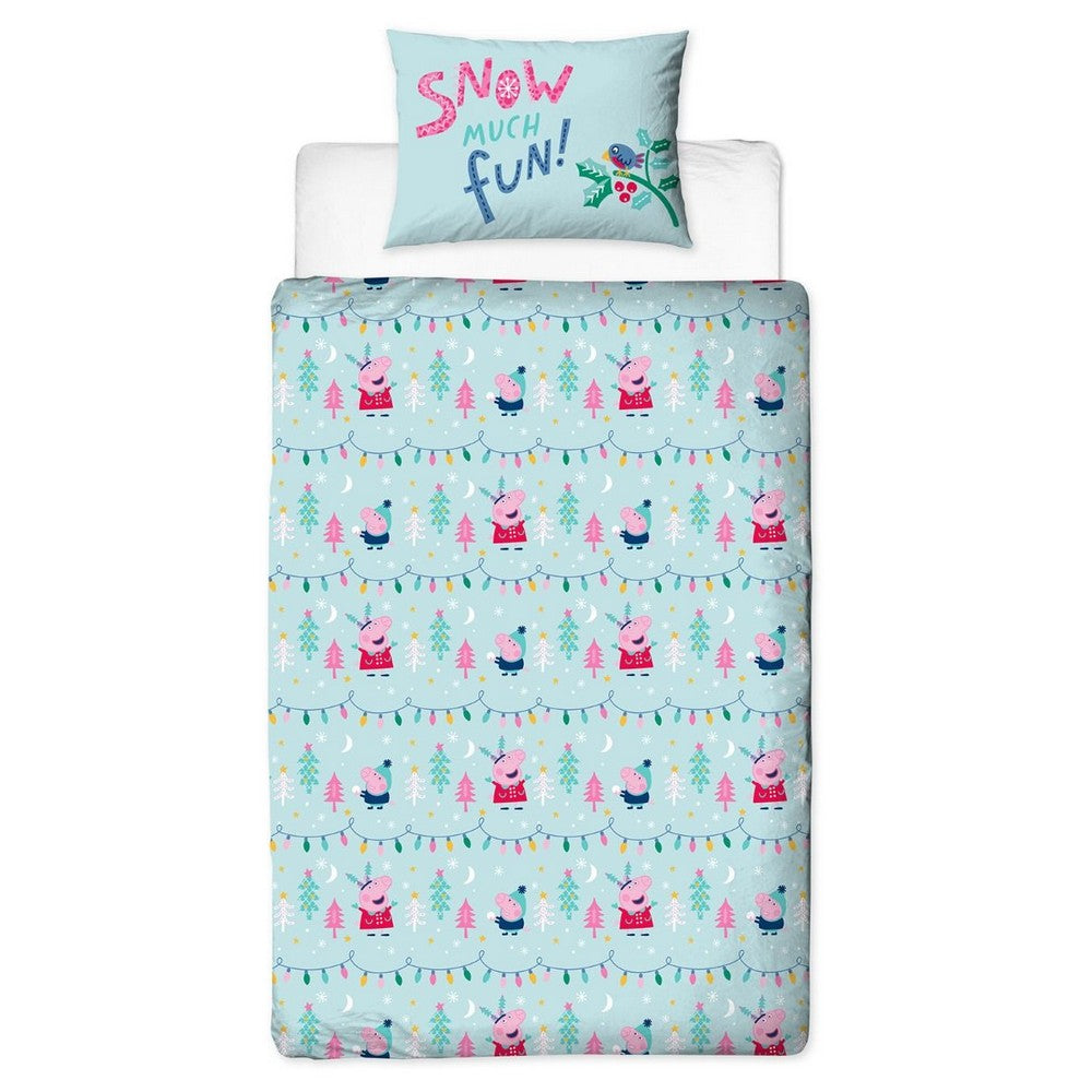 Blue - Back - Peppa Pig Snowman Duvet Cover Set