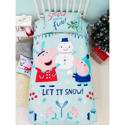 Blue - Side - Peppa Pig Snowman Duvet Cover Set
